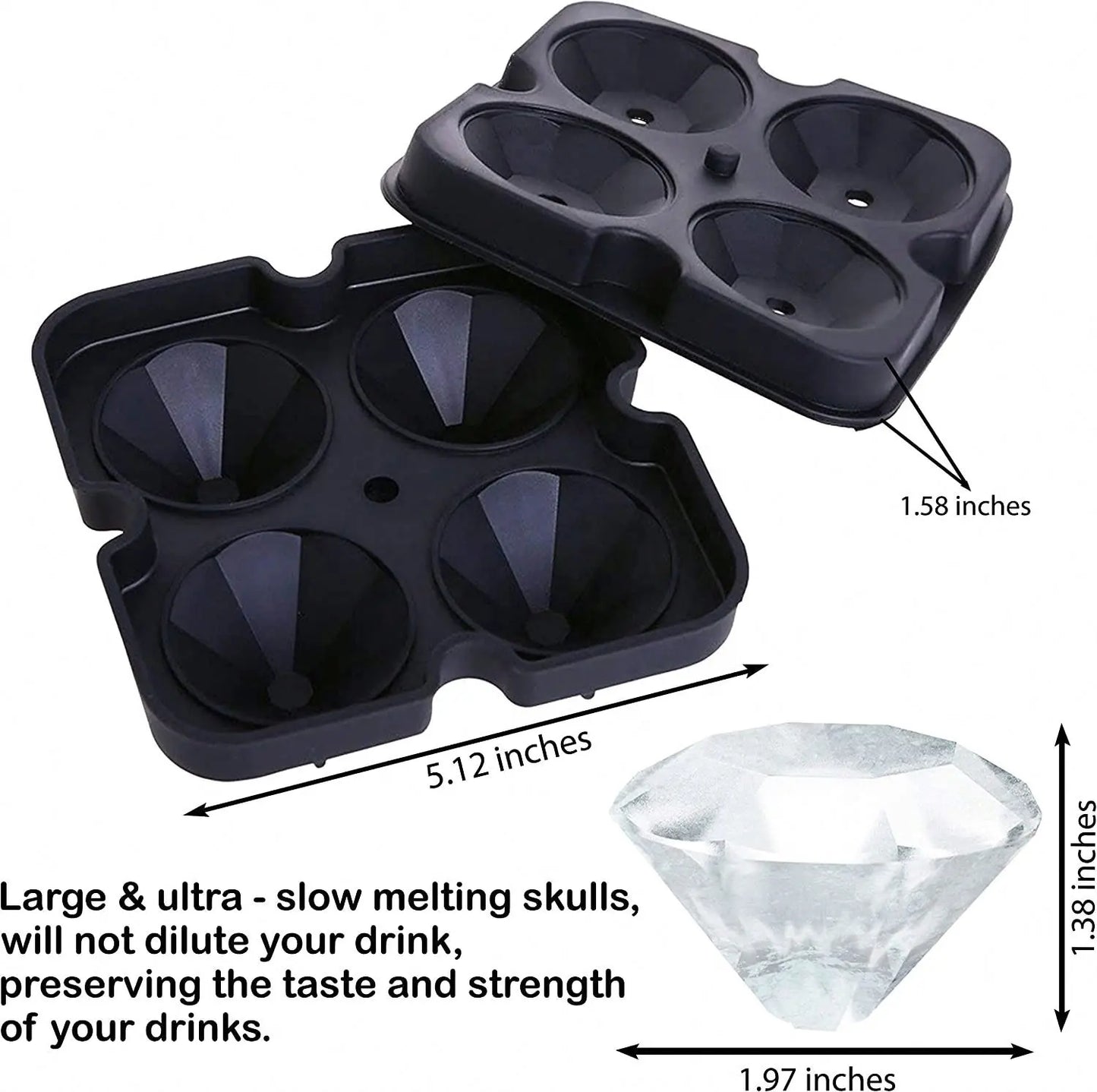 Diamond Shape Shape Ice Cube Tray with Funnel