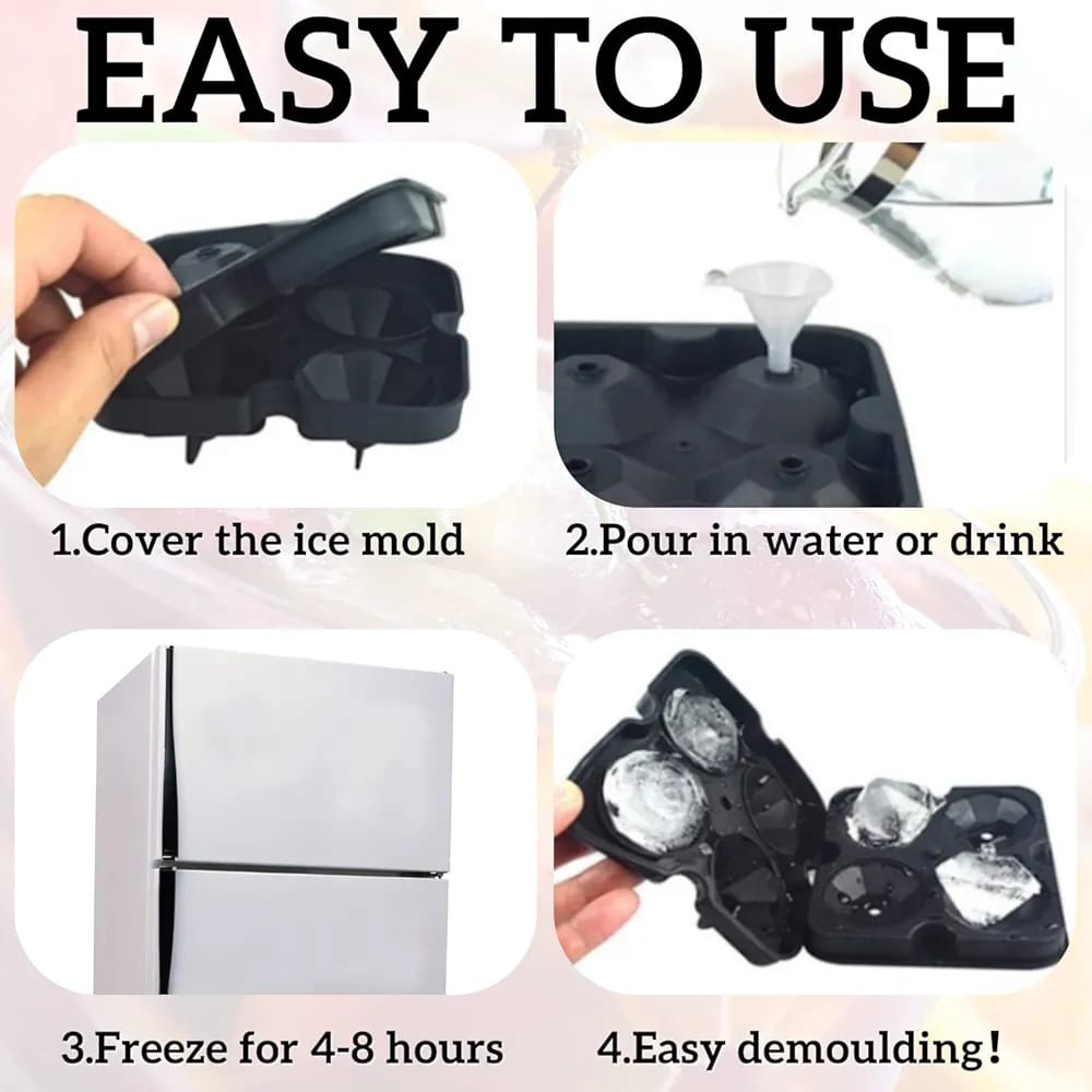 Diamond Shape Shape Ice Cube Tray with Funnel