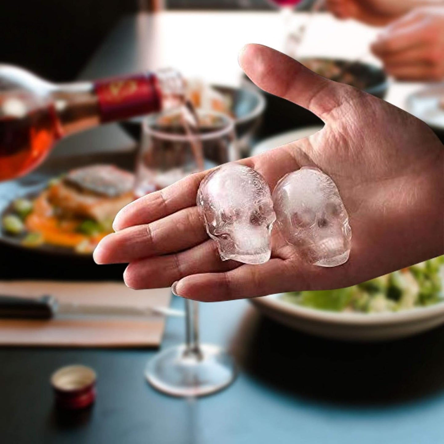 Skull Shape Ice Cube Tray with Funnel