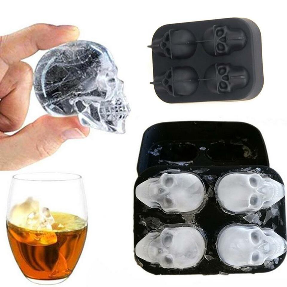 Skull Shape Ice Cube Tray with Funnel